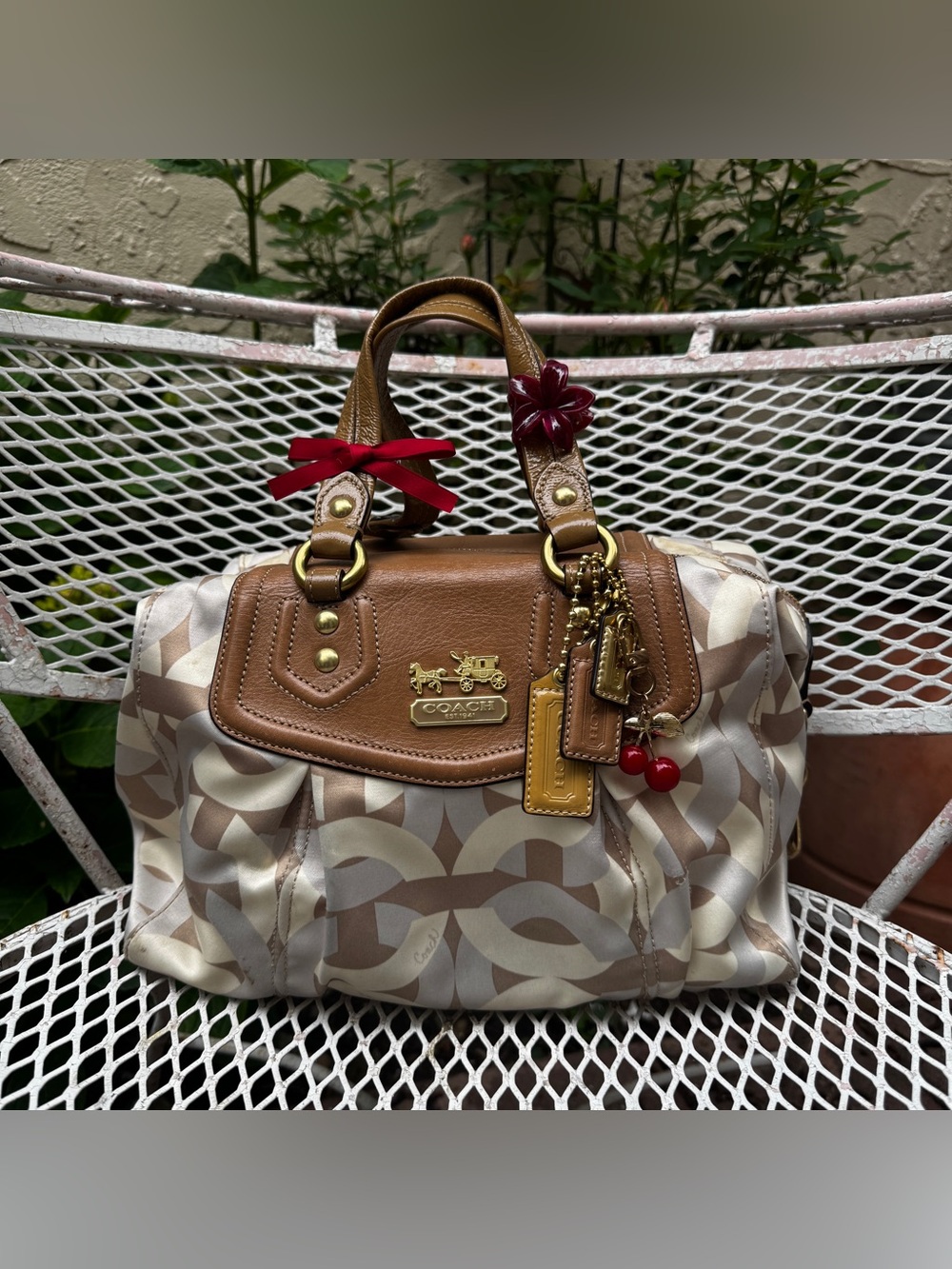 Y2K Coach Satin Monogramed Handbag - Picture 1 of 8